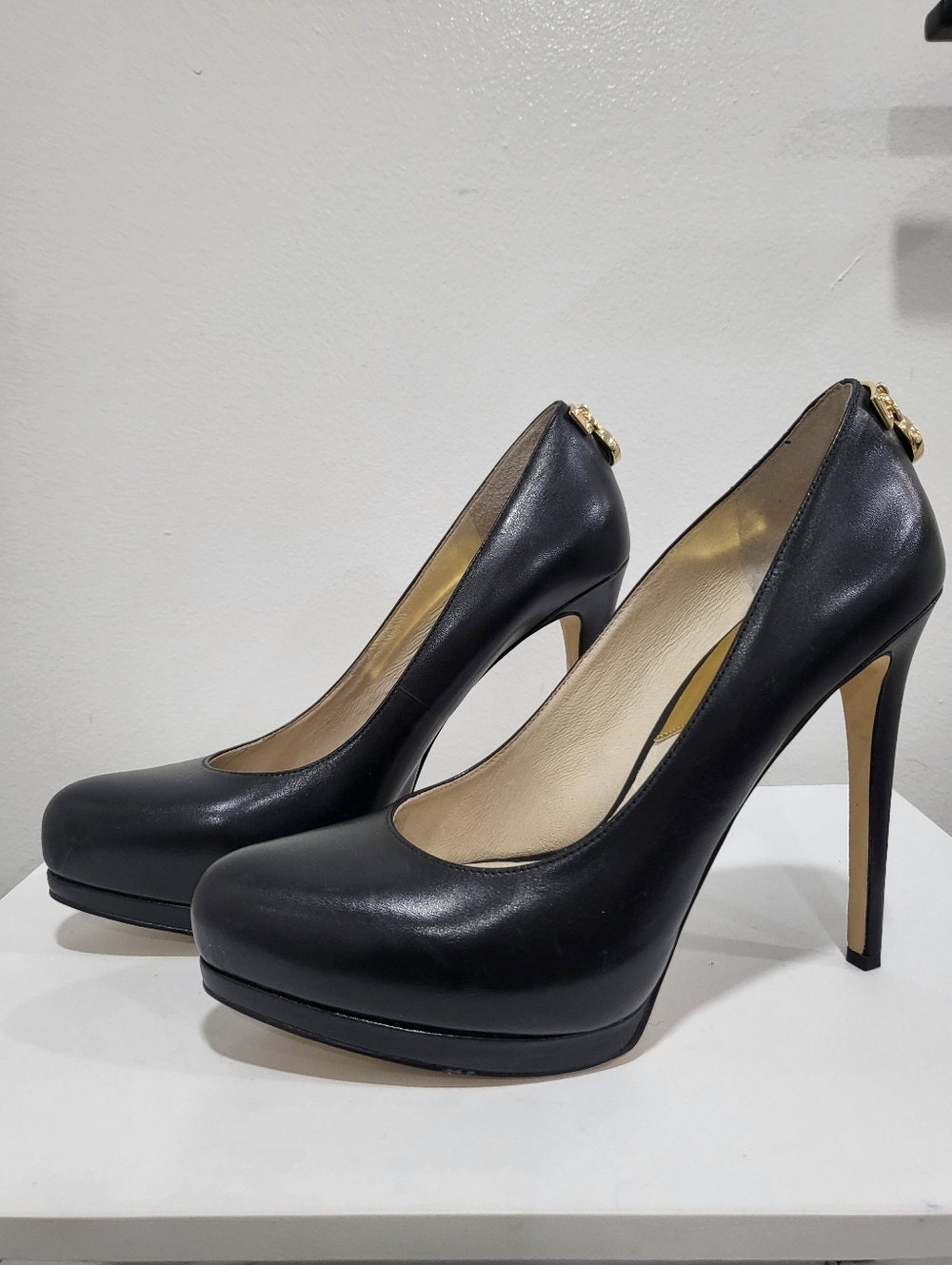 Michael Kors Black Leather Stiletto Hamilton Pump Heels - Size 9